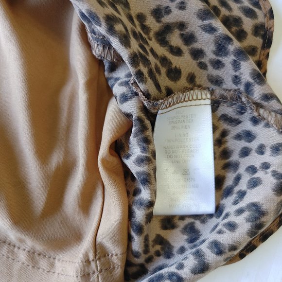 FSL Apparel Size S Women's Leopard Gray Ruffle Sleeveless Sheath Lined Dress - Picture 6 of 6